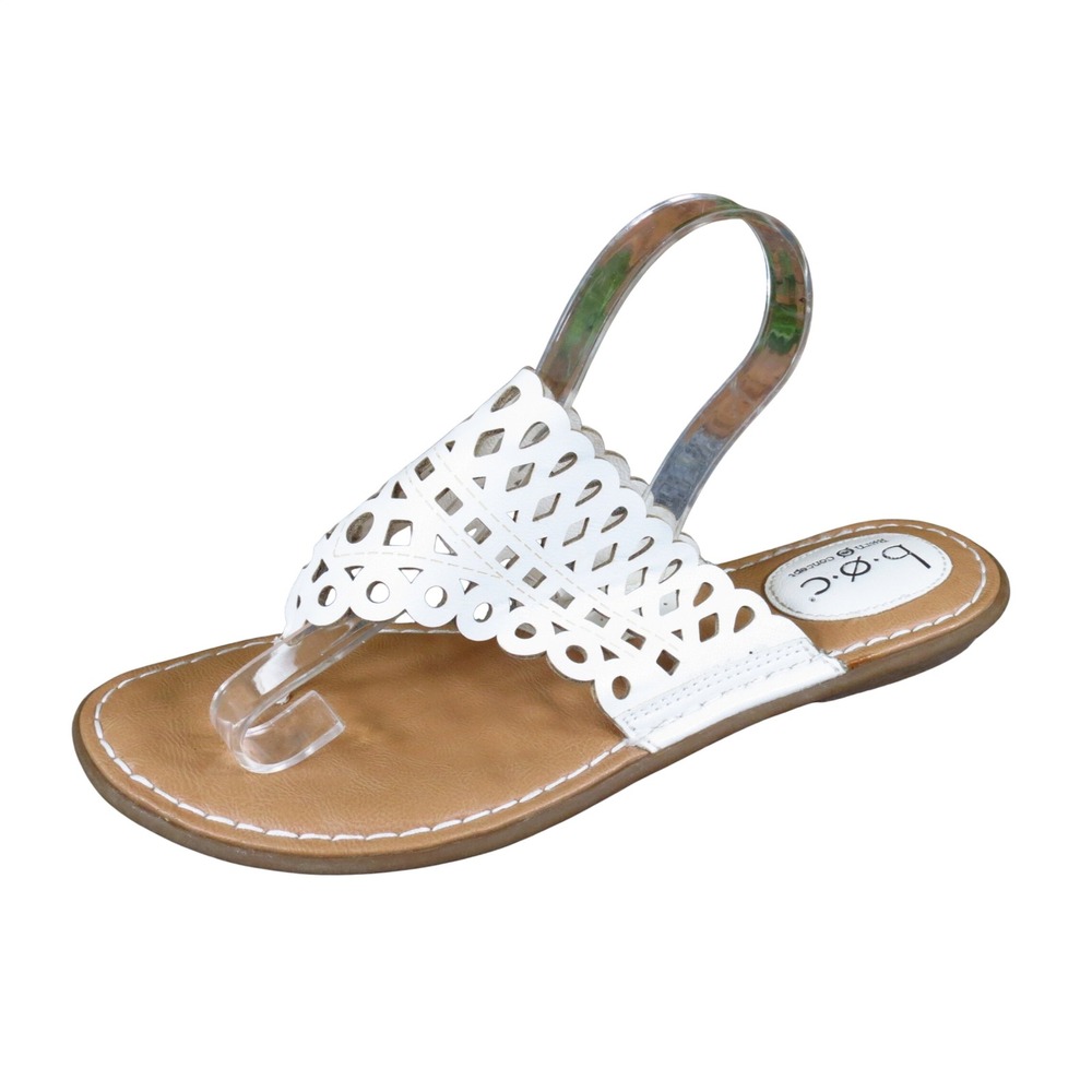 b.o.c. Born Concept Women Thong Sandal Size 9M Summer Laser Cut Scalloped White